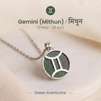Gemini Pendant (मिथुन राशि) with Green Aventurine