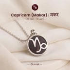 Capricorn Pendant (मकर राशि) with Garnet