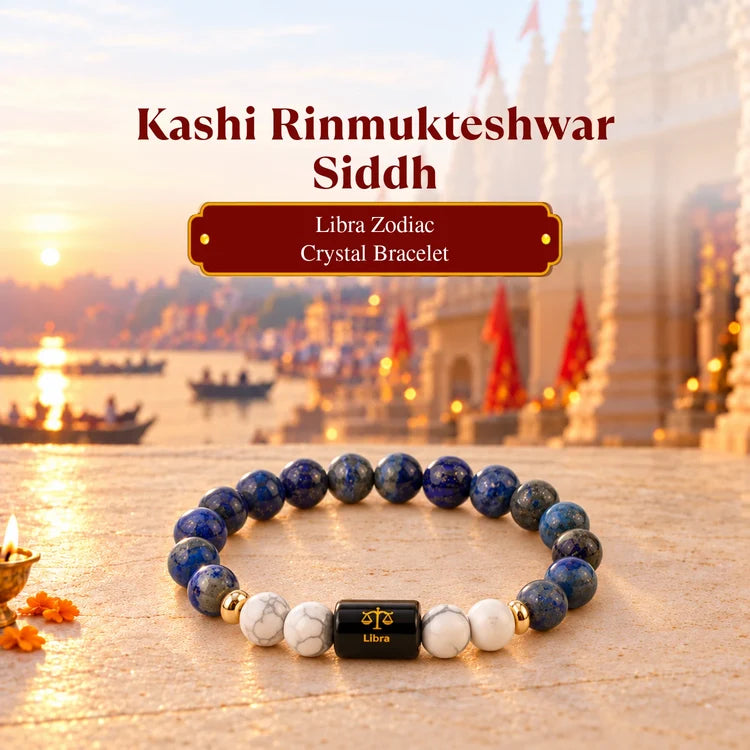 Kashi Rinmukteshwar Siddh Libra Zodiac Bracelet With FREE Raw Selenite Plate