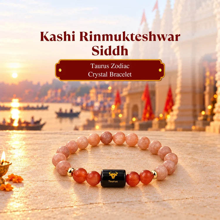 Kashi Rinmukteshwar Siddh Taurus Zodiac Bracelet With FREE Raw Selenite Plate
