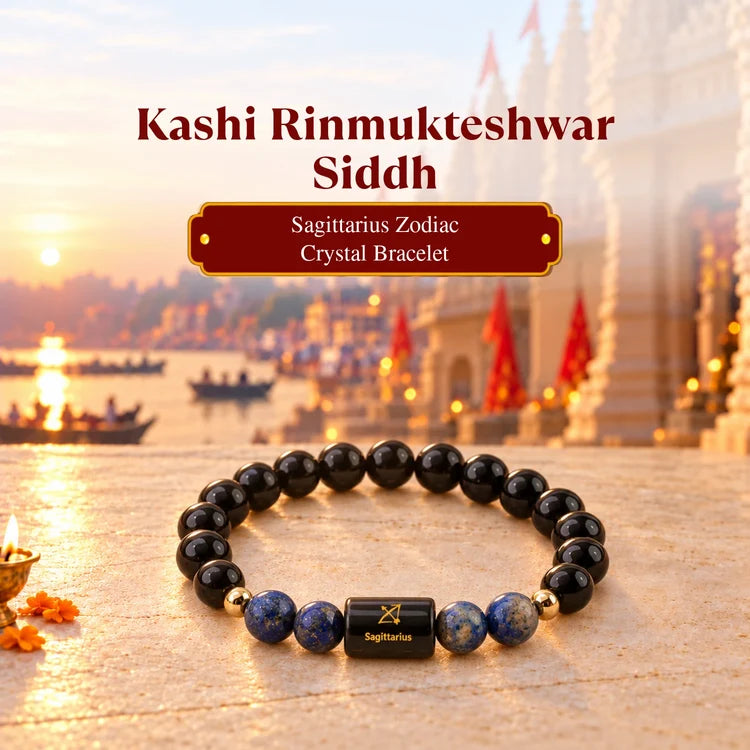 Kashi Rinmukteshwar Siddh Sagittarius Zodiac Bracelet With FREE Raw Selenite Plate