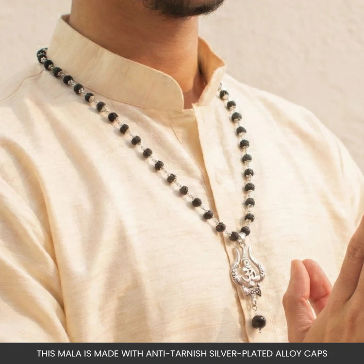 Karungali Mala with Om Shiva Trishul Pendant