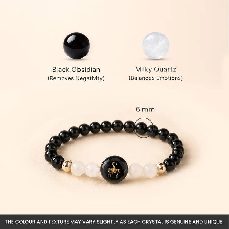 Kashi Rinmukteshwar Siddh Scorpio Zodiac Bracelet for Women with Free Raw Selenite Plate
