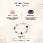 Rose Quartz & Amethyst Metal Bracelet