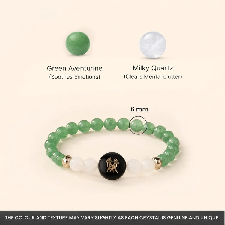 Kashi Rinmukteshwar Siddh Gemini Zodiac Bracelet for Women with Free Raw Selenite Plate
