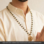 Siddh Gold-Plated Karungali Mala with Hanuman Kavach Pendant