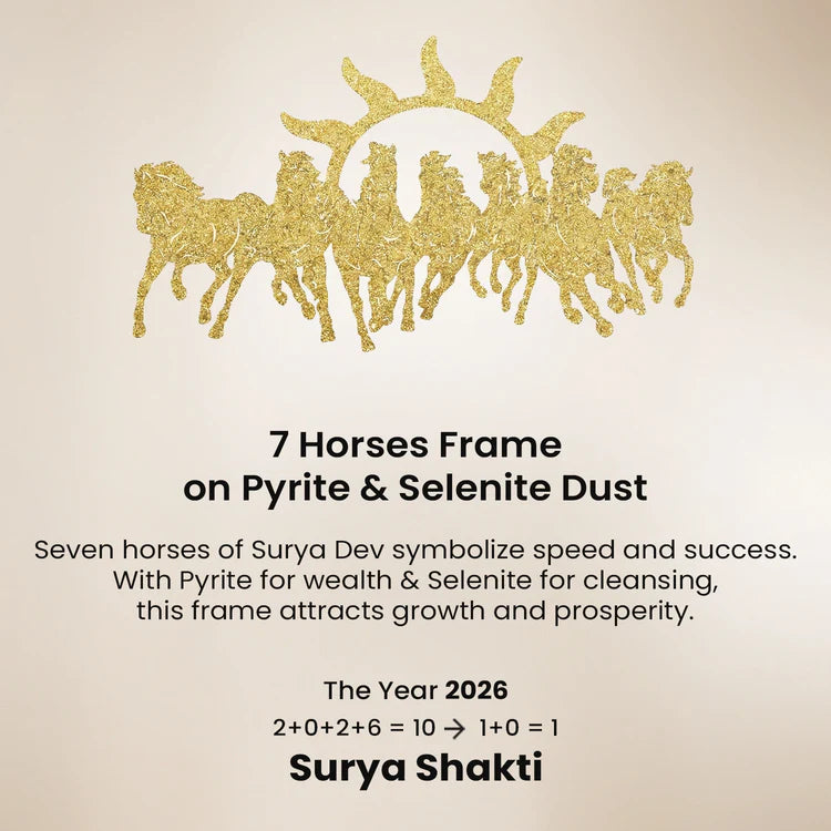 7 Horses on Pyrite & Selenite Dust Frame