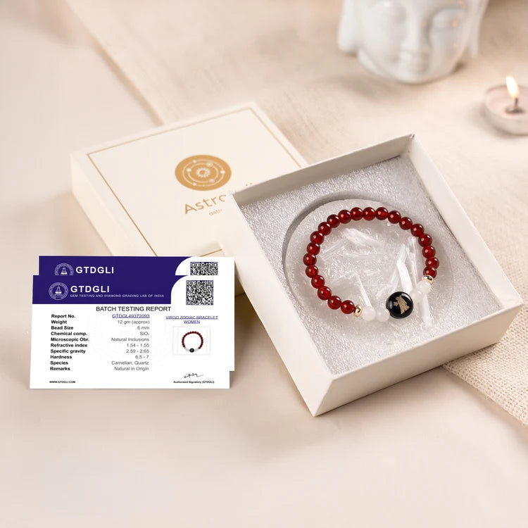 Kashi Rinmukteshwar Siddh Virgo Zodiac Bracelet for Women with Free Raw Selenite Plate