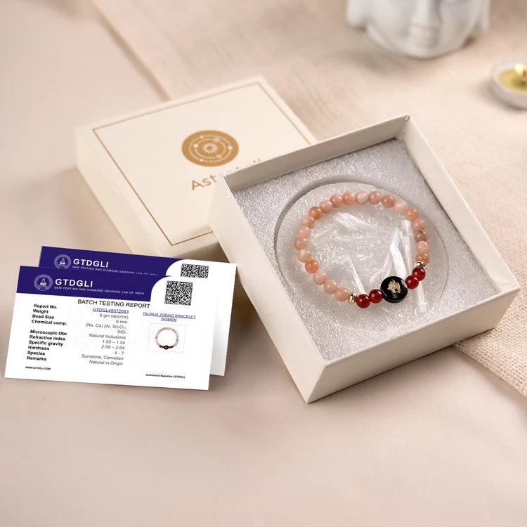 Kashi Rinmukteshwar Siddh Taurus Zodiac Bracelet for Women with Free Raw Selenite Plate