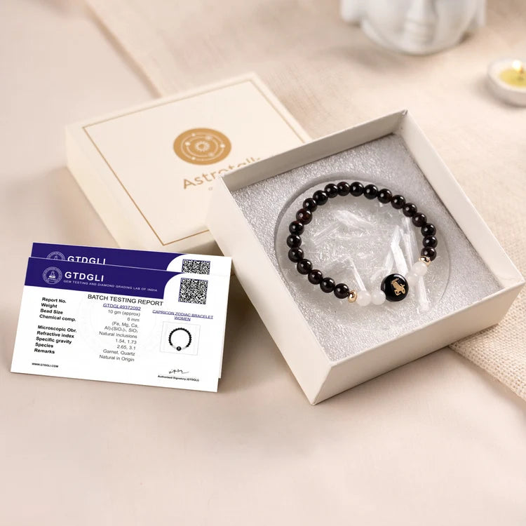Kashi Rinmukteshwar Siddh Capricorn Zodiac Bracelet for Women with Free Raw Selenite Plate