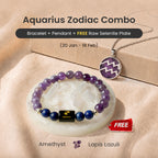 Aquarius Zodiac Bracelet with Pendant & Free Selenite Plate