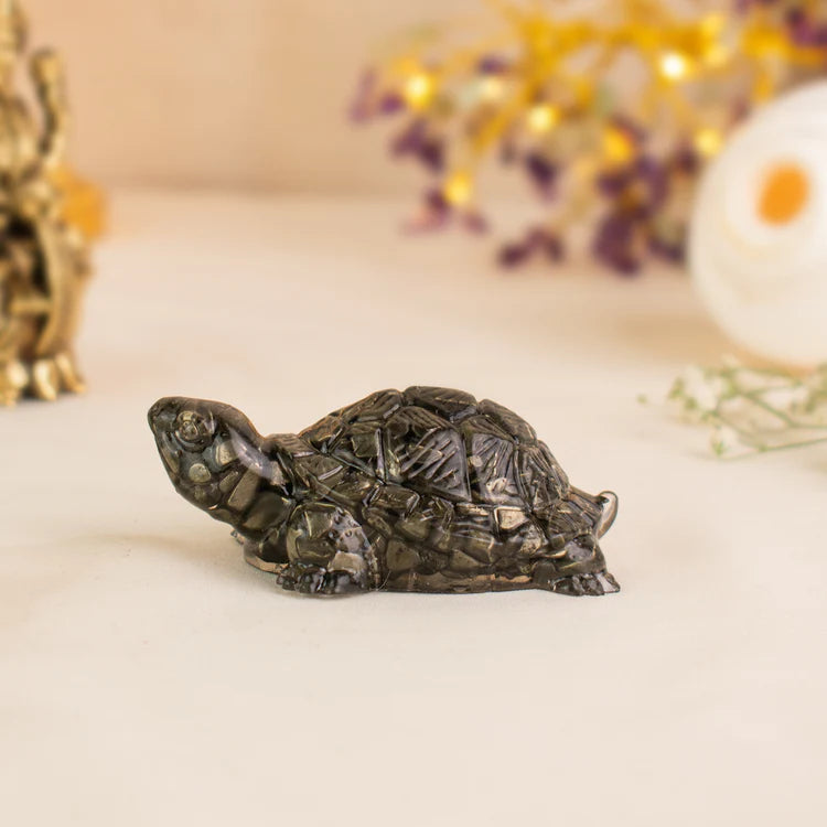 Super Vastu Combo : 7 Horses Pyrite Frame & Pyrite Tortoise