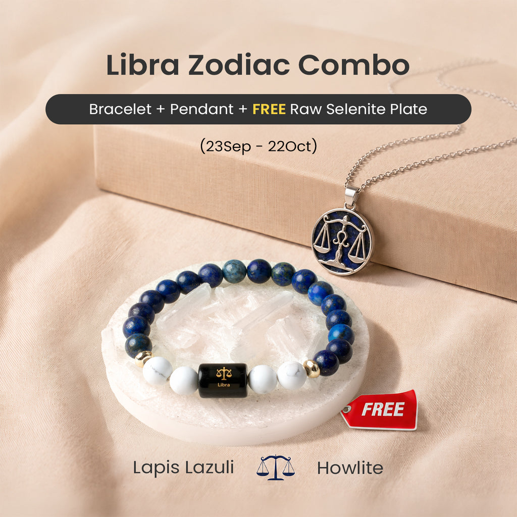 Libra Zodiac Bracelet with Pendant & Free Selenite Plate