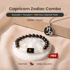 Capricorn Zodiac Bracelet with Pendant & Free Selenite Plate