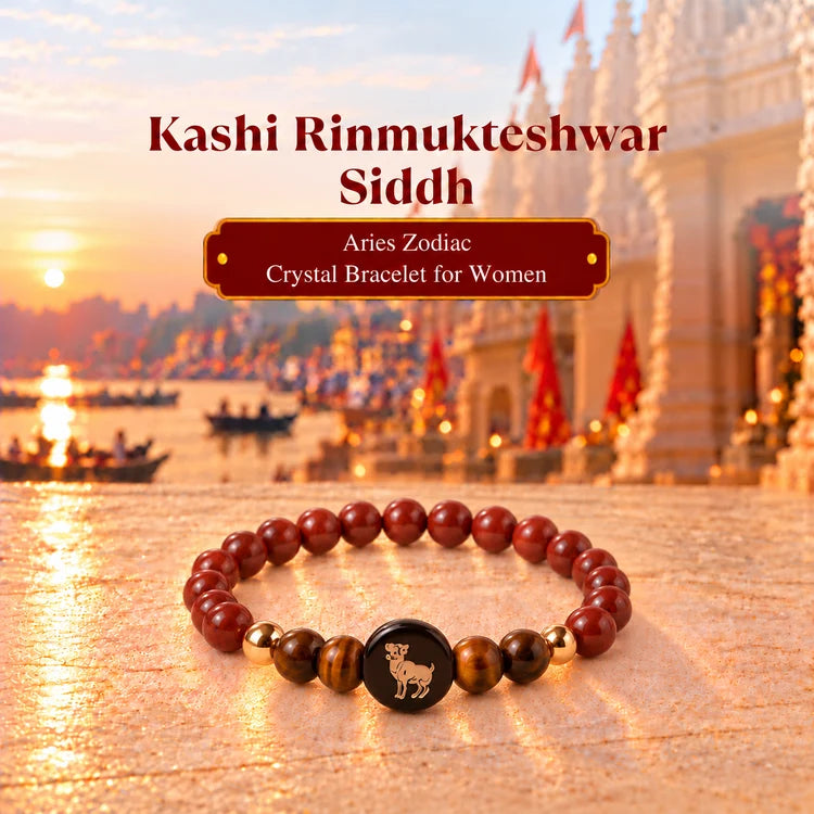 Kashi Rinmukteshwar Siddh Aries Zodiac Bracelet for Women with Free Raw Selenite Plate