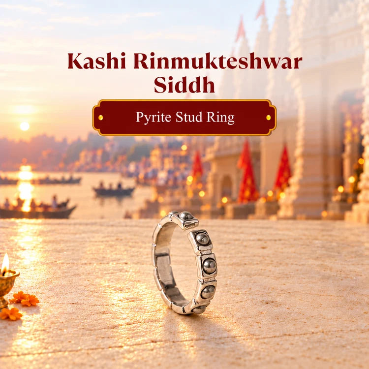 Kashi Rinmukteshwar Siddh Pyrite Stud Ring