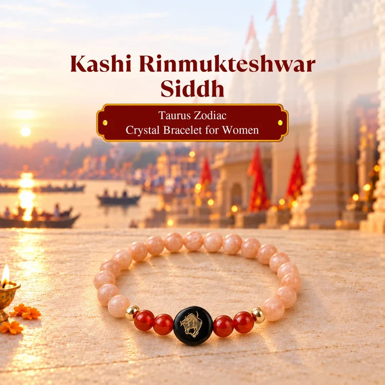 Kashi Rinmukteshwar Siddh Taurus Zodiac Bracelet for Women with Free Raw Selenite Plate