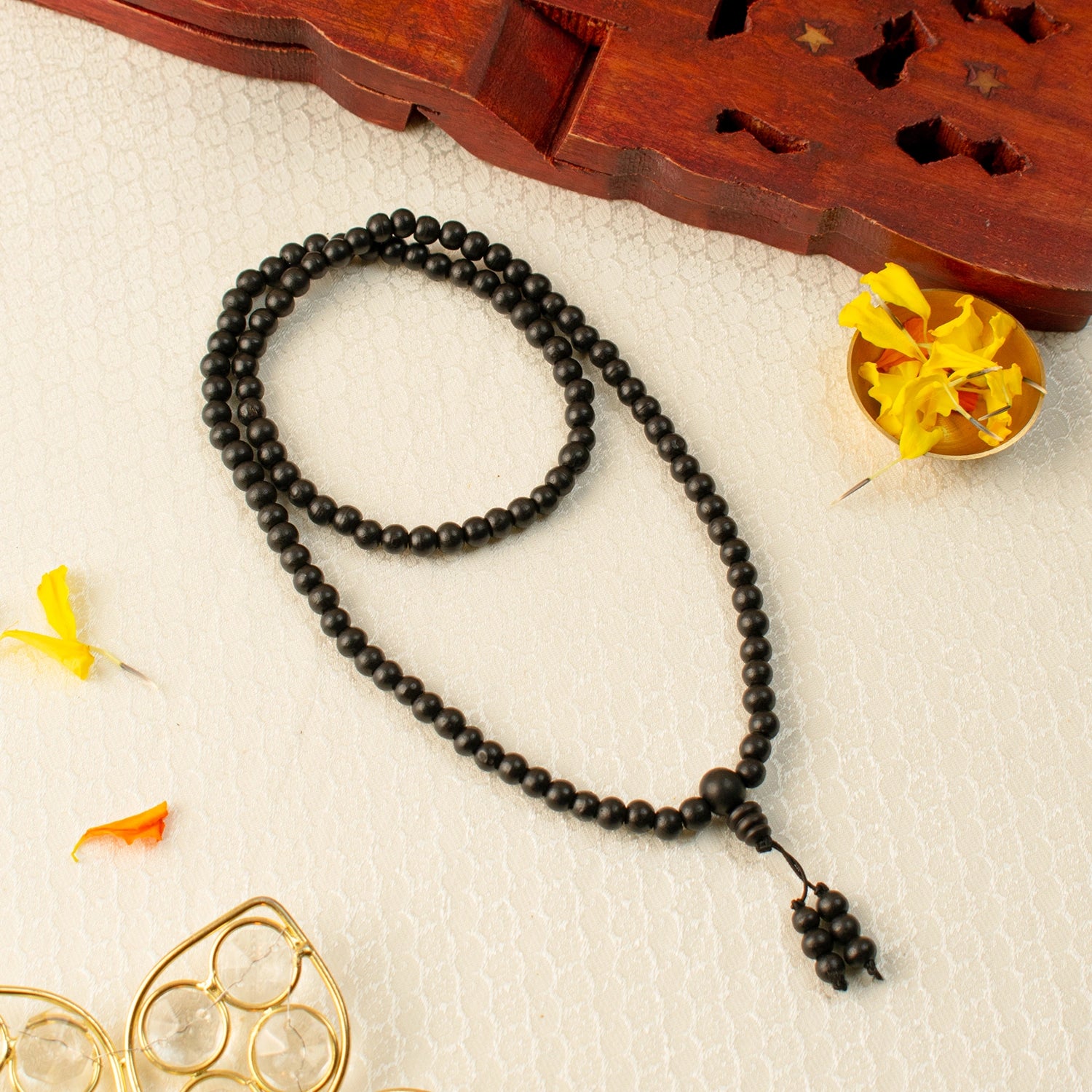 Karungali Malai 6mm Stretchable - 108+1 Beads (Original Ebony Wood)
