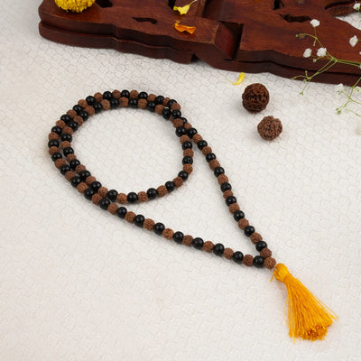 Divya Raksha Rudraksha & Karungali Mala ||  8mm - 108+1 Beads