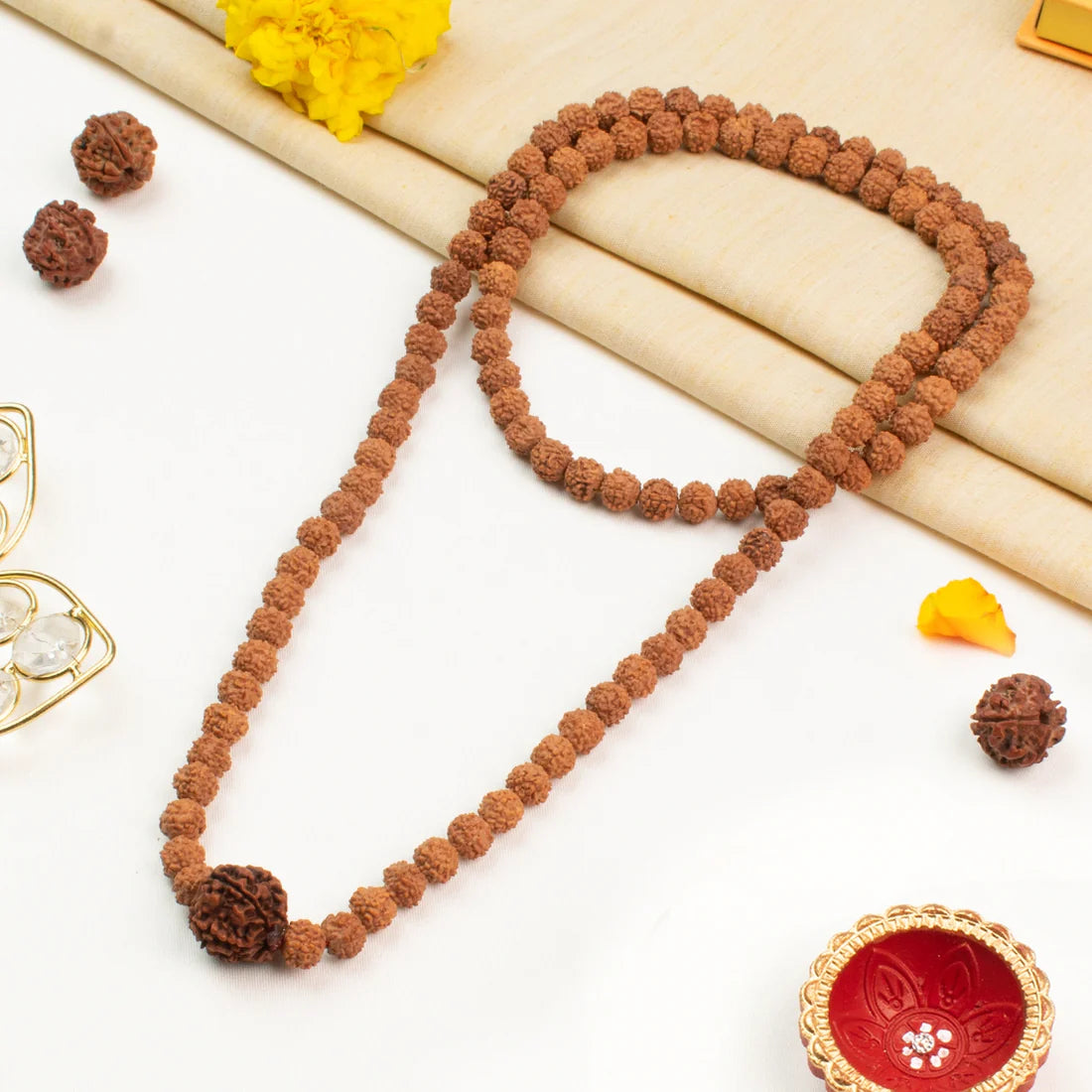 7 Mukhi Rudraksha bead in 5 Mukhi Rudraksha Mala