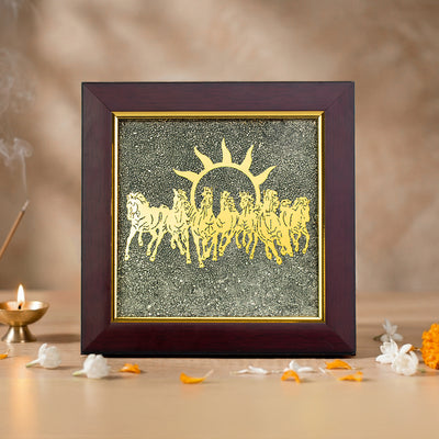 7 Horses on Raw Pyrite Frame (Maroon)