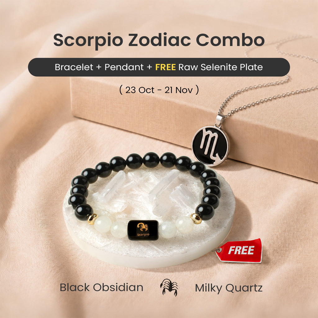 Scorpio Zodiac Bracelet with Pendant & Free Selenite Plate