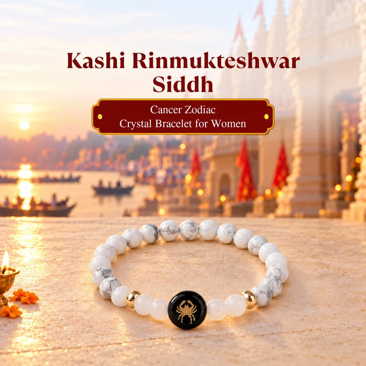 Kashi Rinmukteshwar Siddh Cancer Zodiac Bracelet for Women with Free Raw Selenite Plate