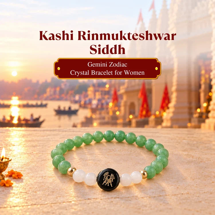 Kashi Rinmukteshwar Siddh Gemini Zodiac Bracelet for Women with Free Raw Selenite Plate