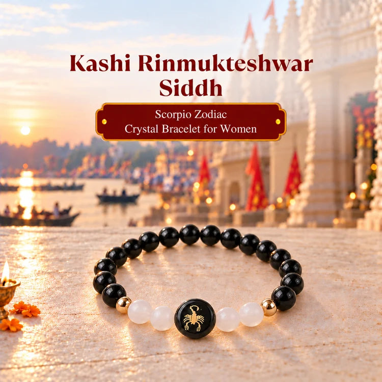 Kashi Rinmukteshwar Siddh Scorpio Zodiac Bracelet for Women with Free Raw Selenite Plate