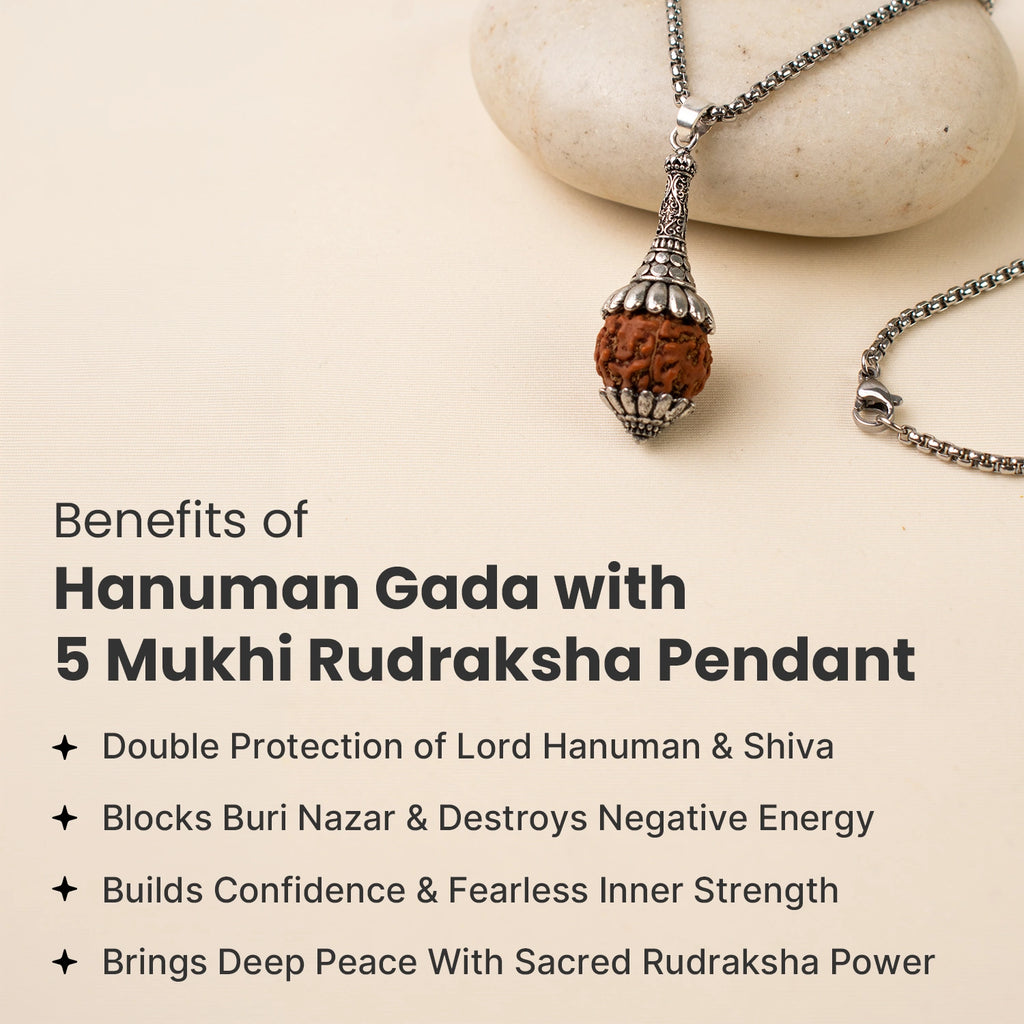 Rudraksha Hanuman Gada Pendant