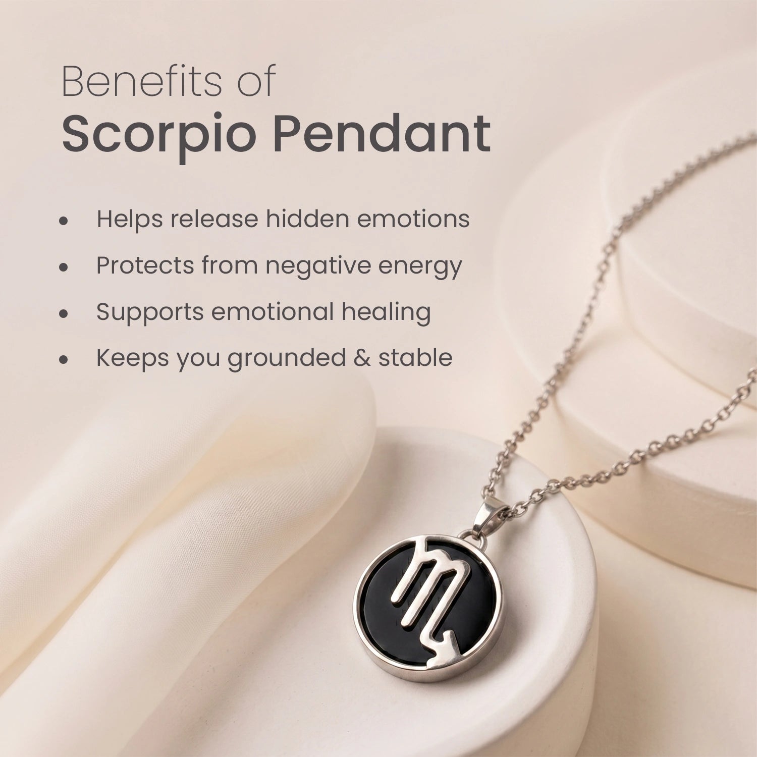 Scorpio Pendant (वृश्चिक राशि) with Black Obsidian
