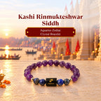 Kashi Rinmukteshwar Siddh Aquarius Zodiac Bracelet With FREE Raw Selenite Plate
