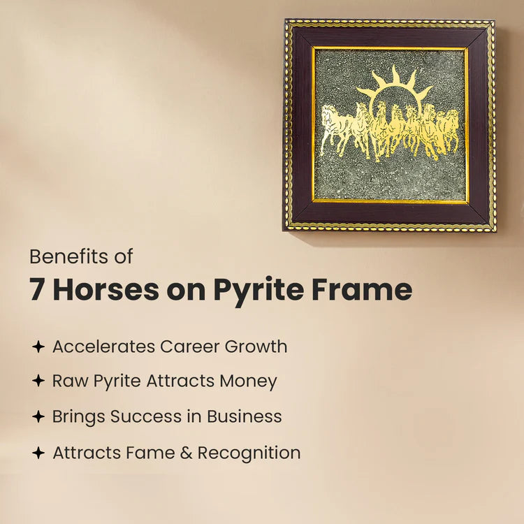 Super Vastu Combo : 7 Horses Pyrite Frame & Pyrite Tortoise