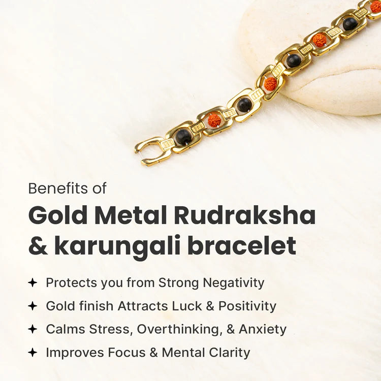 Metal Karungali Rudraksha Bracelet - Gold