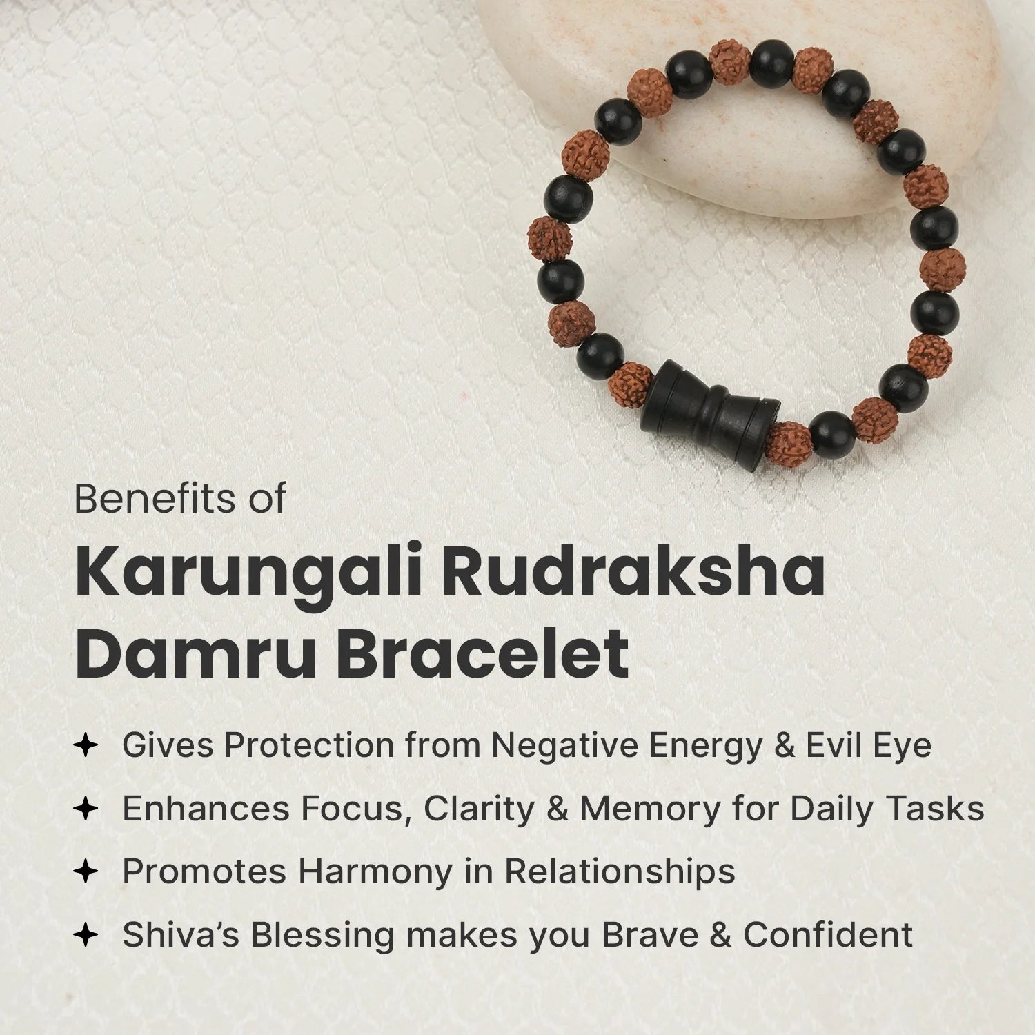 Karungali Rudraksha Damru Bracelet