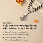 Shiv Raksha Karungali Mala with Trishul Nandi Pendant