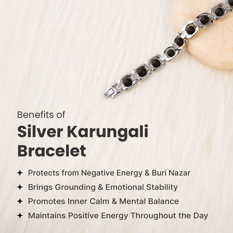Metal Karungali Bracelet - Silver
