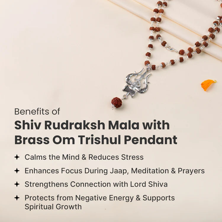 Shiv Rudraksha Mala with Om Shiva Trishul Pendant