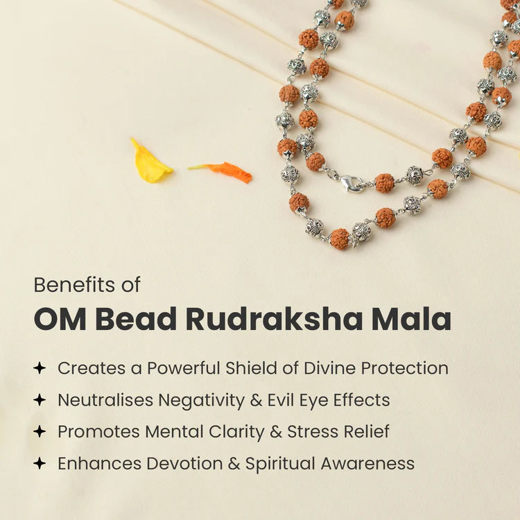 OM Bead Rudraksha Mala