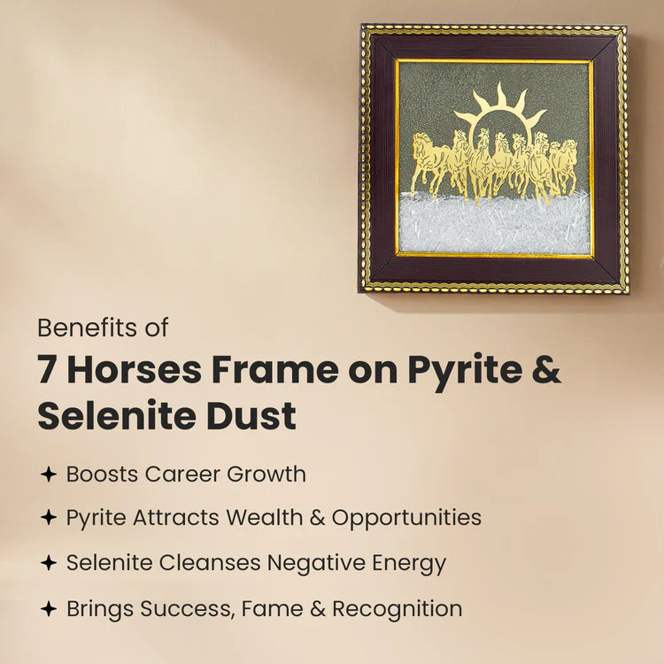 7 Horses on Pyrite & Selenite Dust Frame