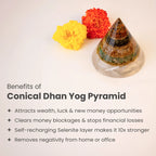 Conical Dhan Yog Pyramid With Selenite Base