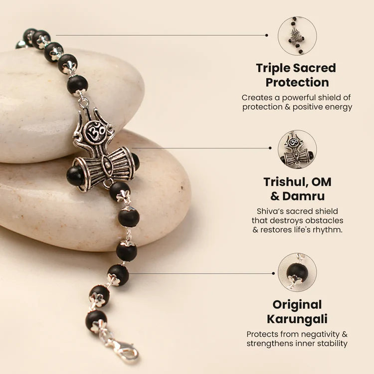 Om Trishul Damru Karungali Bracelet