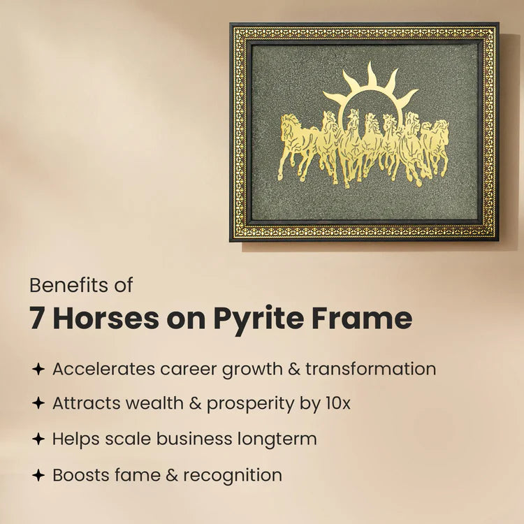 Limited Edition - 7 Horses on Raw Pyrite Frame (Big Size)