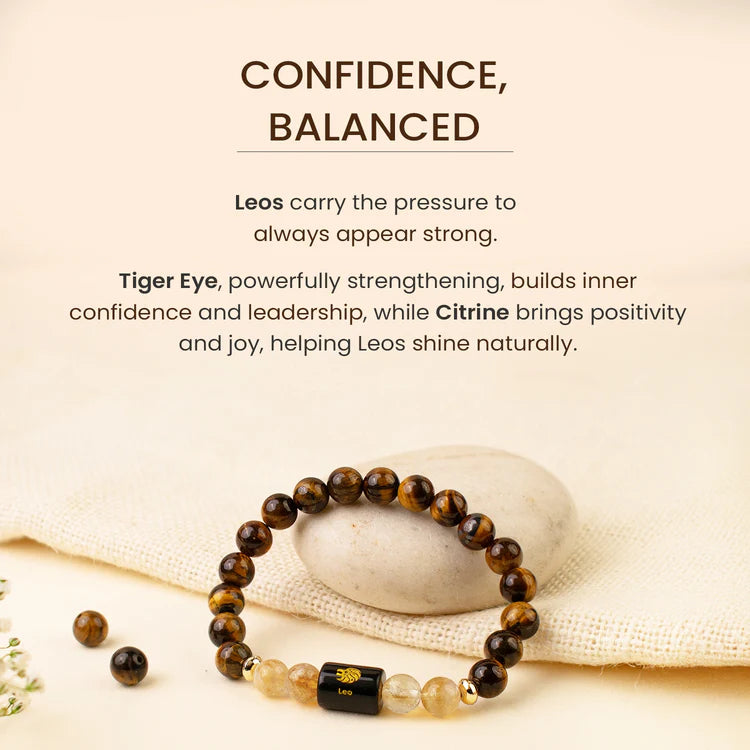 Leo Zodiac Tiger Eye & Citrine Bracelet