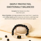 Scorpio Zodiac Black Obsidian & Milky Quartz Bracelet