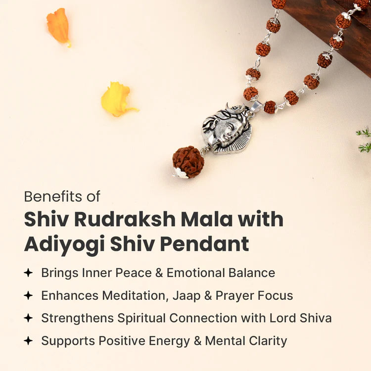 Shiv Rudraksha Mala with Adiyogi Shiv Pendant