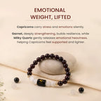 Capricorn Zodiac Garnet & Milky Quartz Bracelet