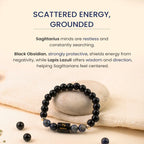 Sagittarius Zodiac Black Obsidian & Lapis Lazuli Bracelet