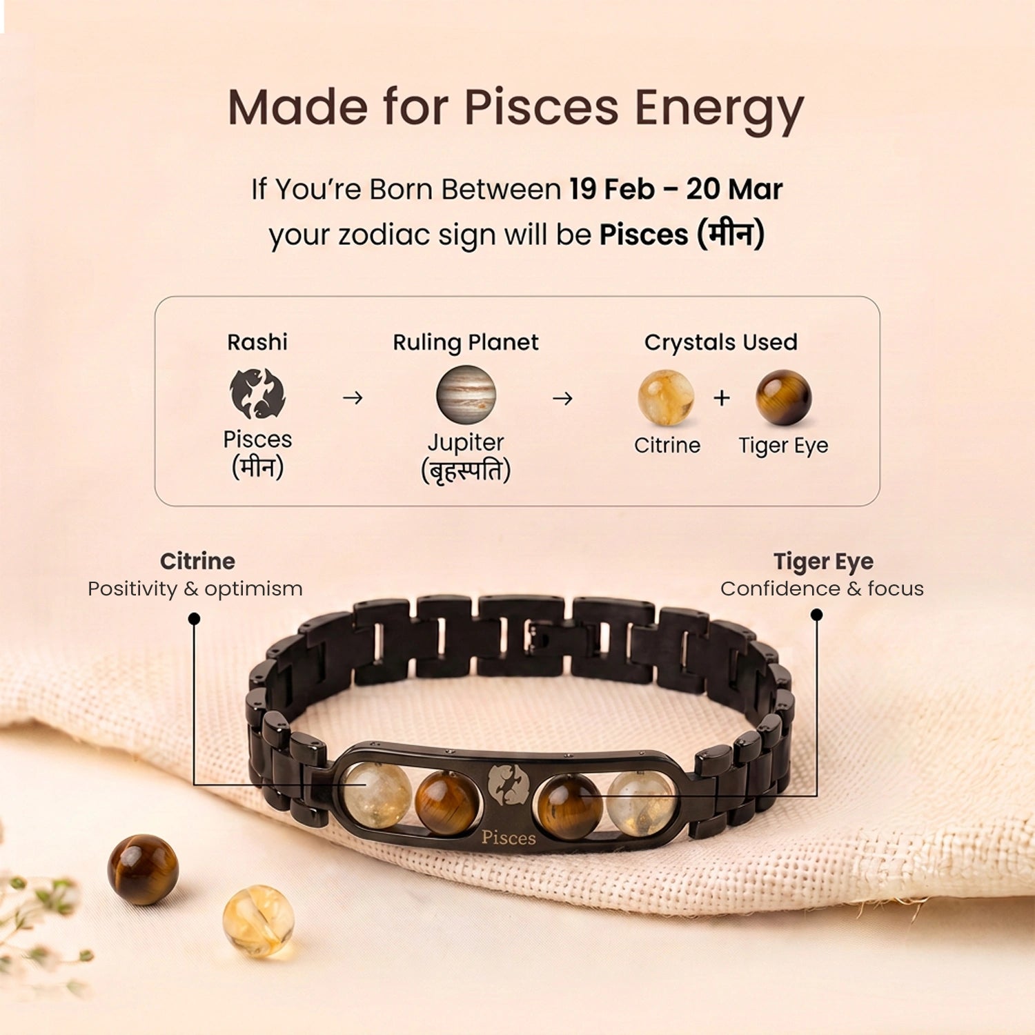 Pisces Zodiac Metal Bracelet