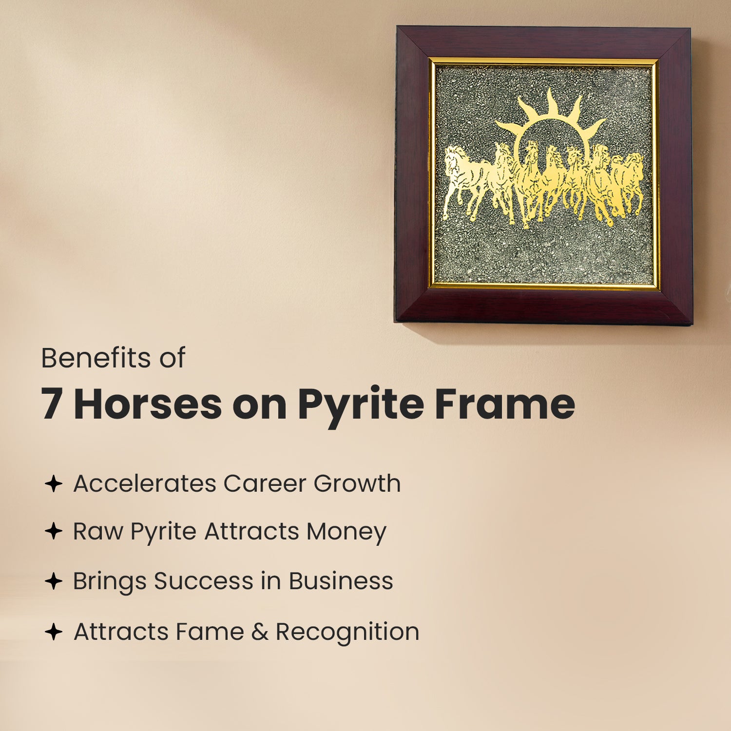 7 Horses on Raw Pyrite Frame (Maroon)